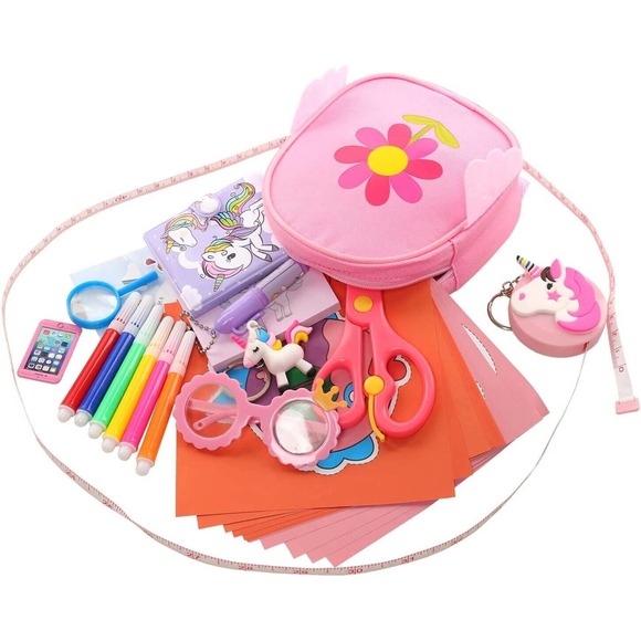 36pcs for 18 Inch Girl Doll Study Theme Kit with 1 Skirt 1 Backpack 1 Pink Glass - Picture 5 of 7